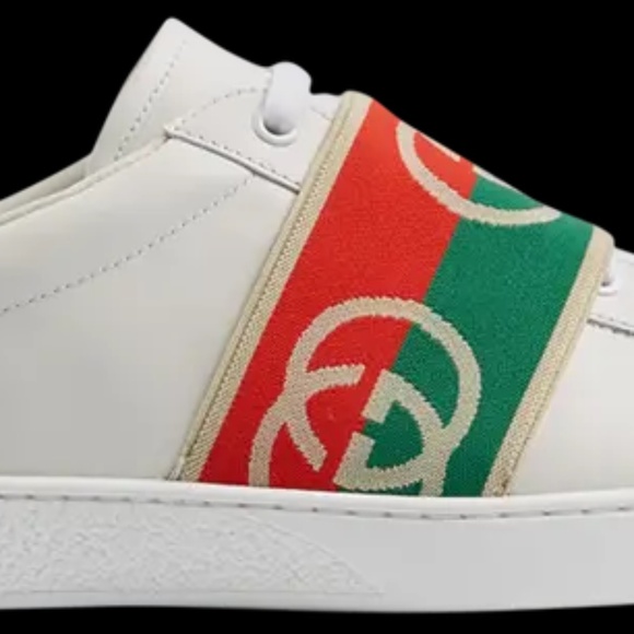 Gucci Ace elastic web interlock G white/red/green size 10 1/2 <<<FLOOR SAMPLE>>> - Picture 2 of 9